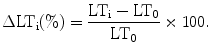 
$$\Delta {\text{LT}}_{\text{i}}(\%)=\frac{{\text{LT}}_{\text{i}}-{\text{LT}}_{0}}{{\text{LT}}_{0}}\times 100.$$
